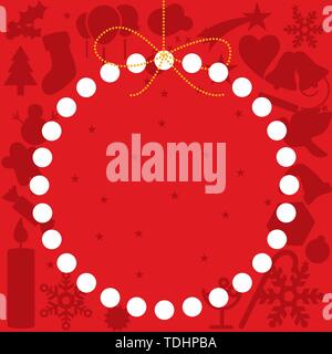 Vector illustration. Christmas ball background with copy space in red. Stock Vector