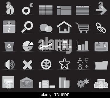 Vector illustration. Gray web icon over black background. Isolated. Stock Vector