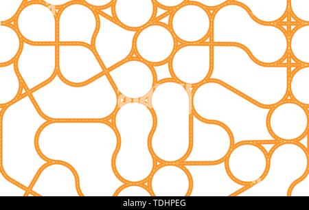 Vector illustartion. Seamless geometric roads. Editable lines in color and path. Stock Vector