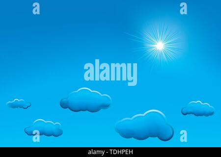 Vector illustration. Cloudy sky background with copy space. Clean. Stock Vector
