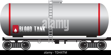 Donor blood tank for rail transportation. Vector illustration. Stock Vector