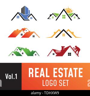 Set of real estate template, suitable for real estate, property, roofing, and construction related business. Stock Vector