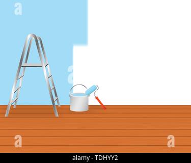 Home renovation concept with painting equipment. Stock Vector