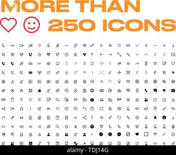 Big Icon Set Vector and Flat, Over Than 250 Icons Stock Vector