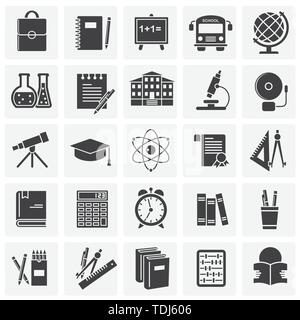 School related icons set on background for graphic and web design. Simple illustration. Internet concept symbol for website button or mobile app. Stock Vector