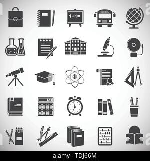 School related icons set on background for graphic and web design. Simple illustration. Internet concept symbol for website button or mobile app. Stock Vector
