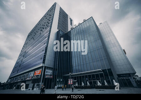 Architecture, city, business, modern buildings, offices, skyscrapers and sky, no one in the city center, reflecting glass, the city appearance of the city, the skyline and the future tourism and finance and modern high-rise building Stock Photo