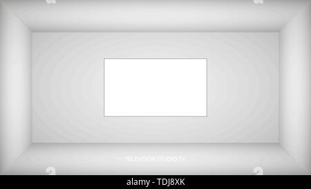 Abstract white empty room, niche with white wall, floor, ceiling, dark side without any textures, box top view colorless 3d illustration Stock Vector