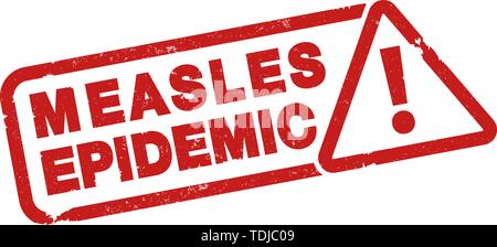 red MEASLES EPIDEMIC rubber stamp print with warning symbol vector illustration Stock Vector