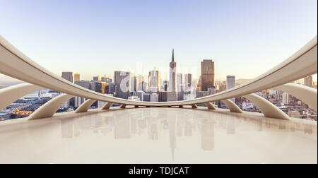 empty floor with cityscape of San Francisco background Stock Photo