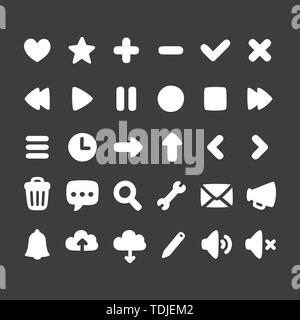 Set of multi-purpose interface icons for web, app or game. Simple hand drawn rounded cartoon style. Stock Vector