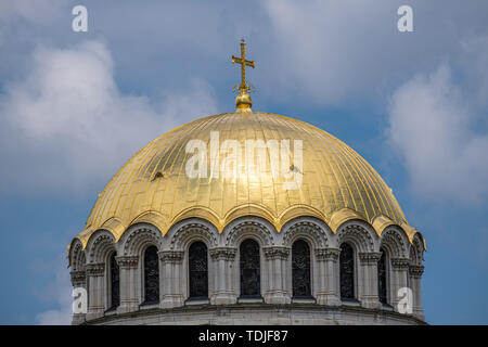 Golden domes of St. Alexander Nevsky Cathedral, 1882-1912, neo-byzantine style, Bulgarian Orthodox, Sofia, Bulgaria. Stock Photo