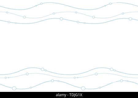 Abstracr seamless horizontal border pattern with smooth lines and circles, wave, isolated on white background. Endless stylish texture. Space for text Stock Vector