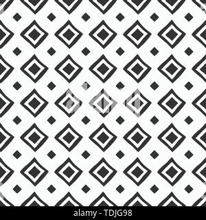 Abstract seamless pattern of hand drawn rhombuses. Brush strokes. Geometric shapes. Ethnic ornament. Monochrome vector background. Stock Vector