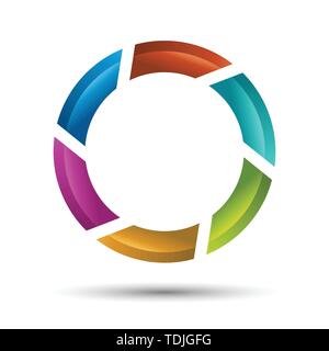 Abstract shape, infinite loop icon. Infographic example. Multicolor ring isolated on white background. Colorful camera shutter aperture. Stock Vector