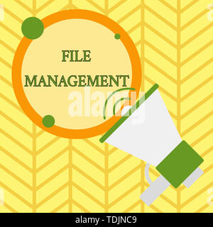 Handwriting text writing File Management. Conceptual photo computer program that provides user interface to analysisage data SpeakingTrumpet Empty Rou Stock Photo