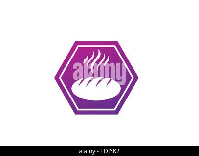 Creative hot Bread in the shape for logo design illustration Stock Vector
