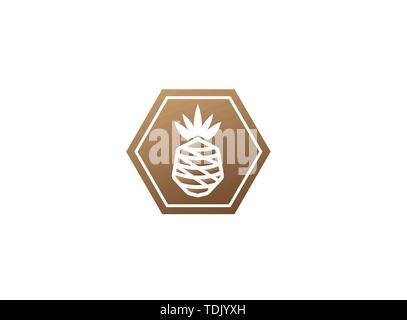 ananas fruit in a shape, pineapple for logo design illustration Stock Vector