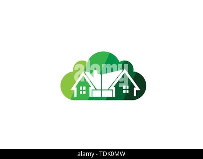 Architecture for home and houses for logo design illustration, property icon in a cloud symbol Stock Vector