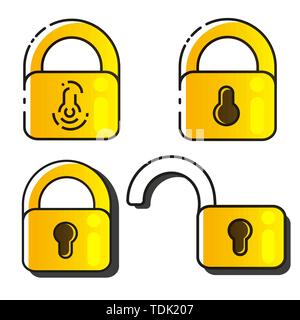 Lock Icons Set Vector. Lock Vector Design. Sign Design. Flat Style. Vector Eps 10 Stock Vector