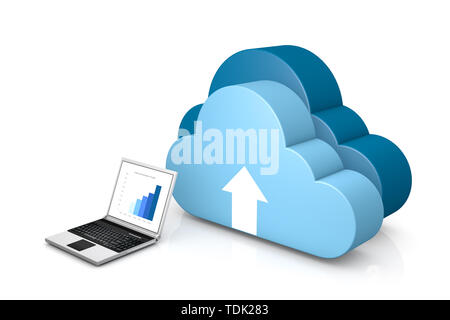 3d data cloud and laptops on white Stock Photo