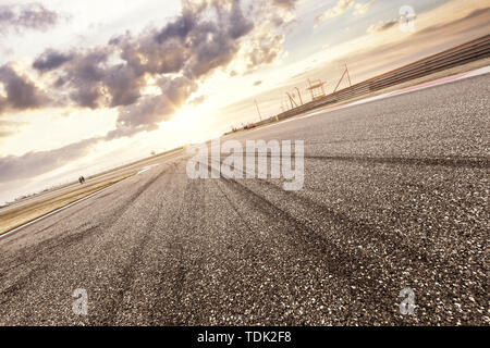Empty asphalt road in blue cloudsky Stock Photo