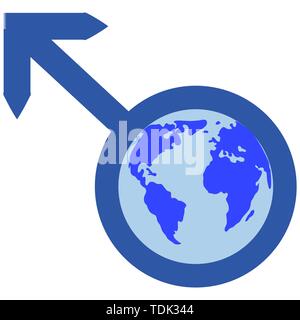 international mens day with symbol and map concept and blue color Stock Vector