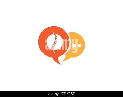 Circle sphere a spinal cord for medical logo design illustration in chat icon Stock Vector