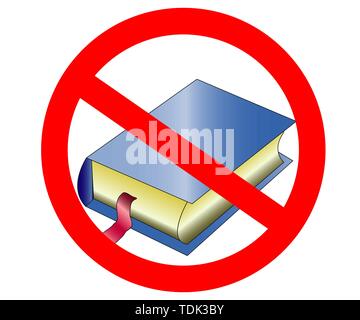 Stop read. It is forbidden to education. Red prohibition sign. Crossed ...