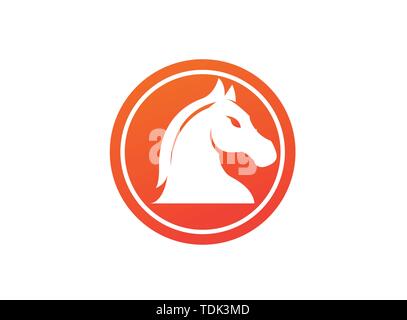 Horse head in the circle shape for chess symbol logo design illustration Stock Vector
