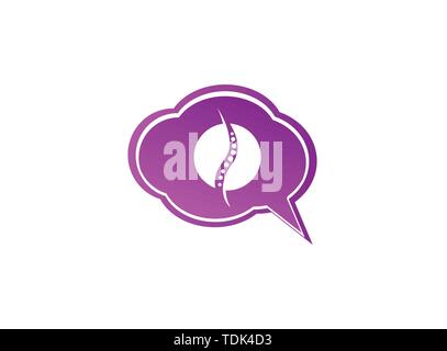Circle sphere a spinal cord for medical logo design illustration in chat icon Stock Vector
