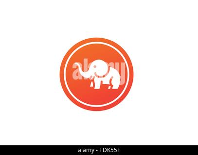 Cute elephant with Hose up and horns logo design in the shape Stock Vector