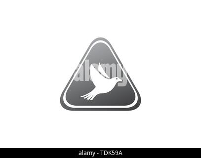 Bird or dove open wings and fly inside a circle for logo design illustration in the shape Stock Vector