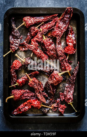 Dried peppers Peperoni Cruschi Stock Photo