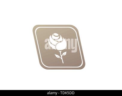 Rose with leaves and long leg flower in the shape for logo design illustration Stock Vector