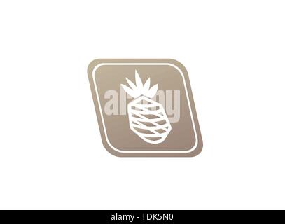 ananas fruit in a shape, pineapple for logo design illustration Stock Vector