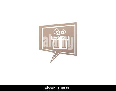 Gift box and surprise for logo design illustration in chat icon Stock Vector