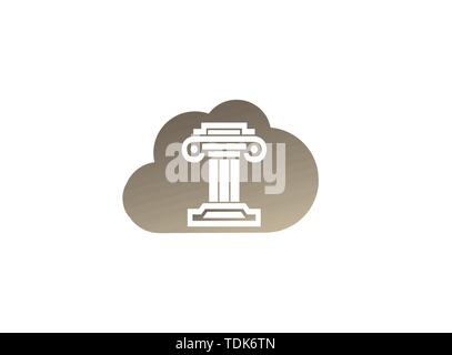 Law Building Justice Logo design illustration,reindeer in a cloud shape icon Stock Vector
