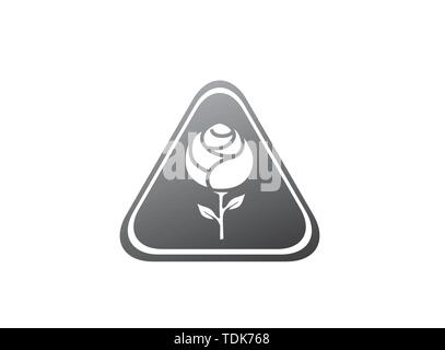 Rose with leaves and long leg flower in the shape for logo design illustration Stock Vector