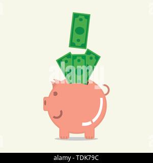 piggy bank with money vector illustration Stock Vector