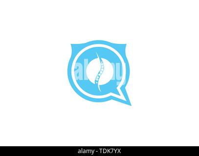 Circle sphere a spinal cord for medical logo design illustration in chat icon Stock Vector