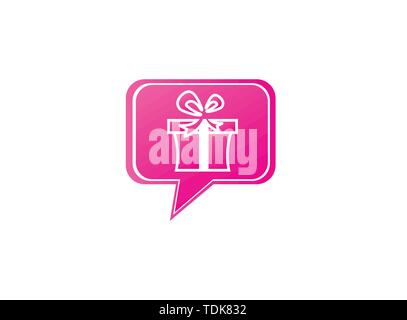 Gift box and surprise for logo design illustration in chat icon Stock Vector
