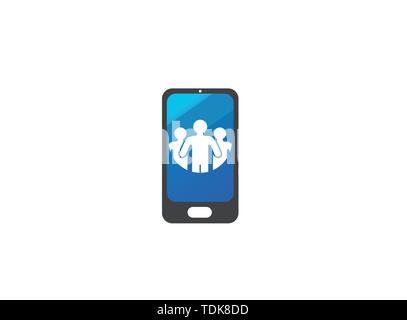 People and family for logo Design illustration, team and group in a smartphone shape icon Stock Vector