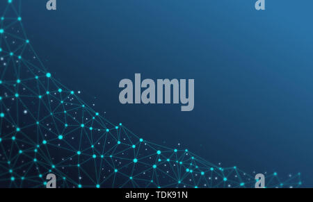 Interconnected dot wire material with a sense of technology. Big data concept background. Stock Photo