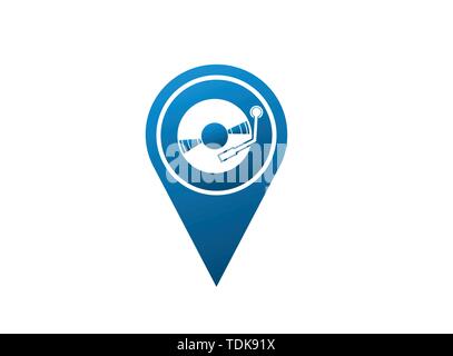 Vinyl disk for dj mixing music logo design illustration in the shape Stock Vector