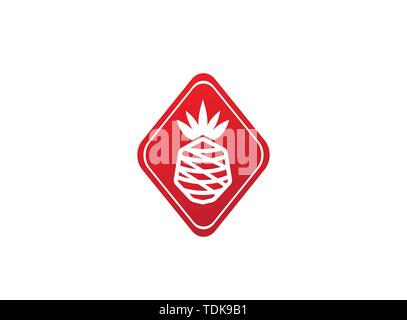 ananas fruit in a shape, pineapple for logo design illustration Stock Vector