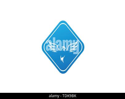 Phoenix flying bird and eagle open wings Logo Design illustration in the shape Stock Vector