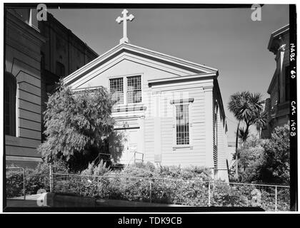 October 2, 1960 FRONT ELEVATION - Holy Cross Parish Hall, Eddy Street (moved from Market and Second Streets), San Francisco, San Francisco County, CA Stock Photo