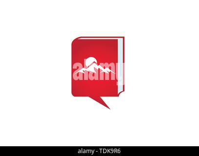 Big blue mountains with sun up and ice snow for logo design illustration in a chat icon Stock Vector