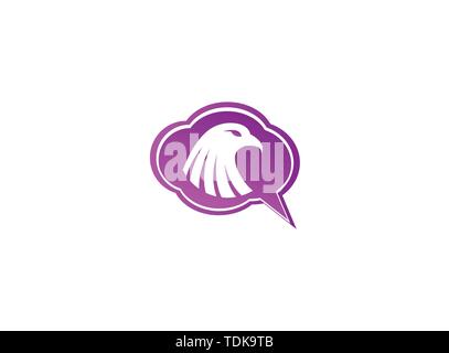 Eagle head inside a chat ion for logo design illustration, falcon symbol Stock Vector